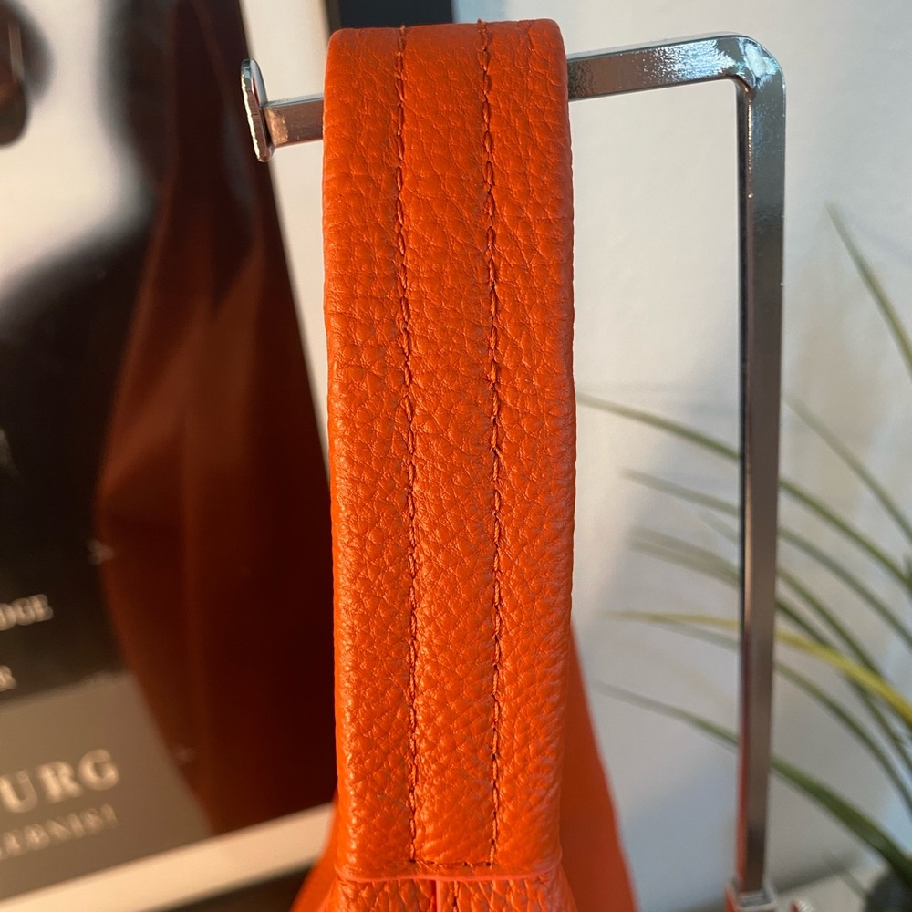 NWT Kurt Geiger All Leather The Violet Slouch Hobo Bag In Orange - Picture 11 of 11